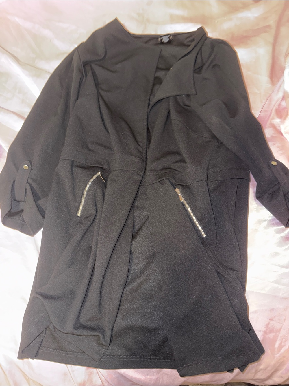 NWT Soho Black Women's Open-Front Blazer with Zip Pockets
